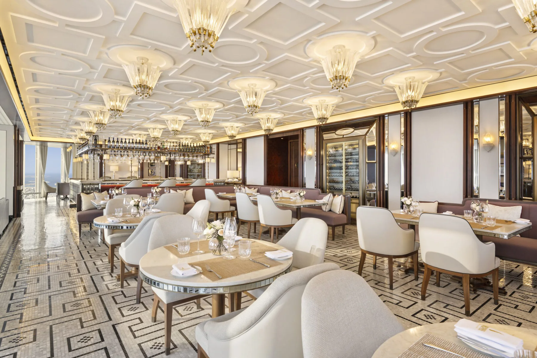 At.mosphere restaurant dining room on Level 122 of Burj Khalifa